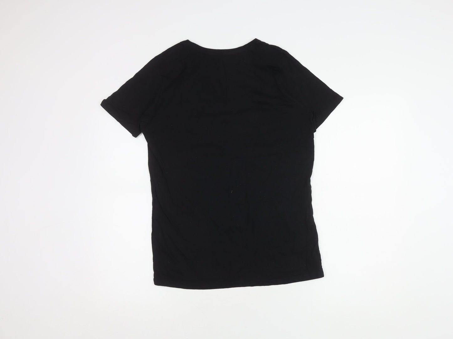 Disney Girls Black Elsa T-Shirt - Size 14 Graphic Short Sleeve