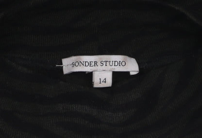 Womens UK Size 14 Sonder Studio Black Basic T-Shirt