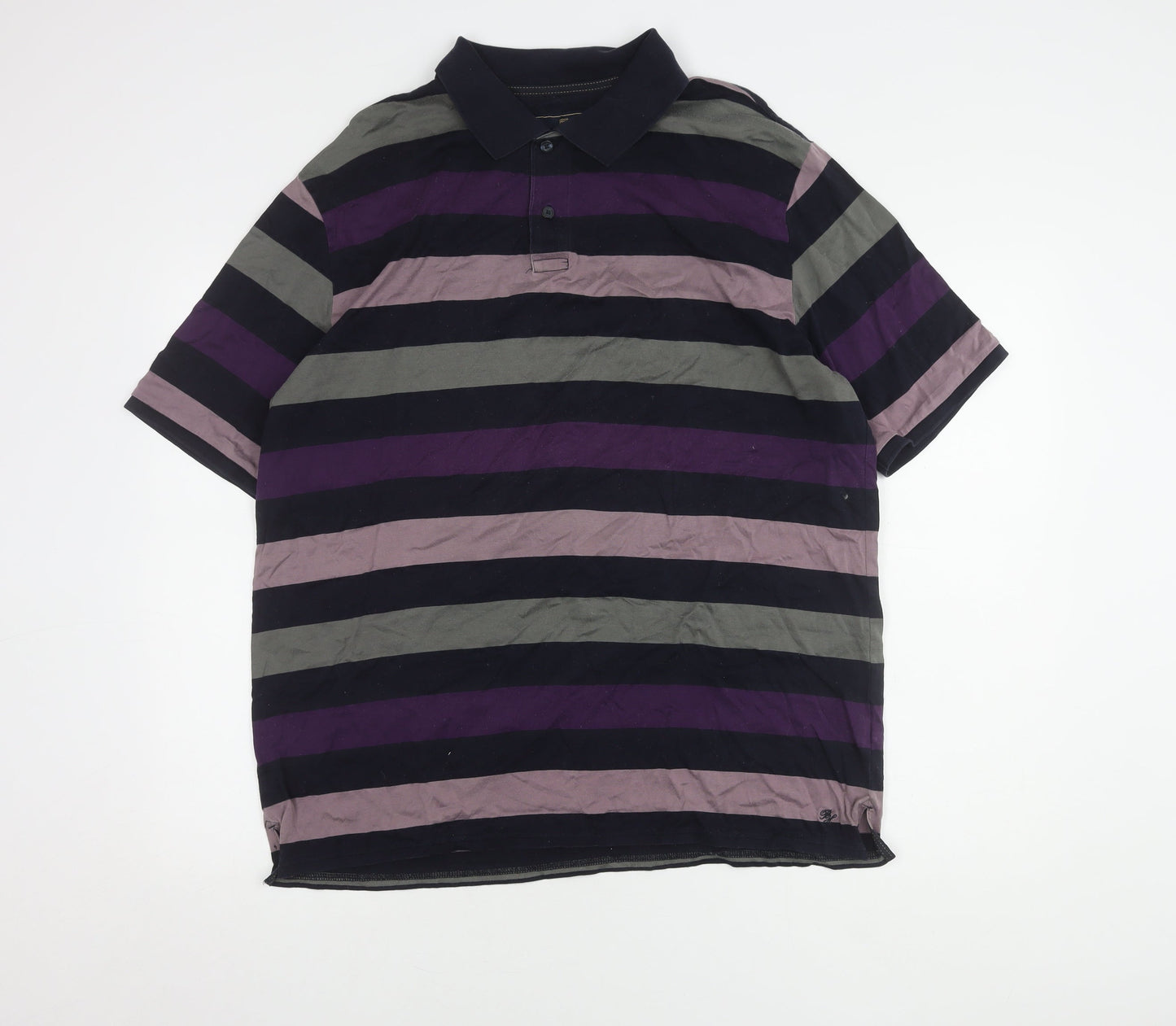 Marks & Spencer Men's Purple Striped Polo L