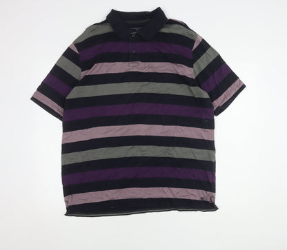 Marks & Spencer Men's Purple Striped Polo L