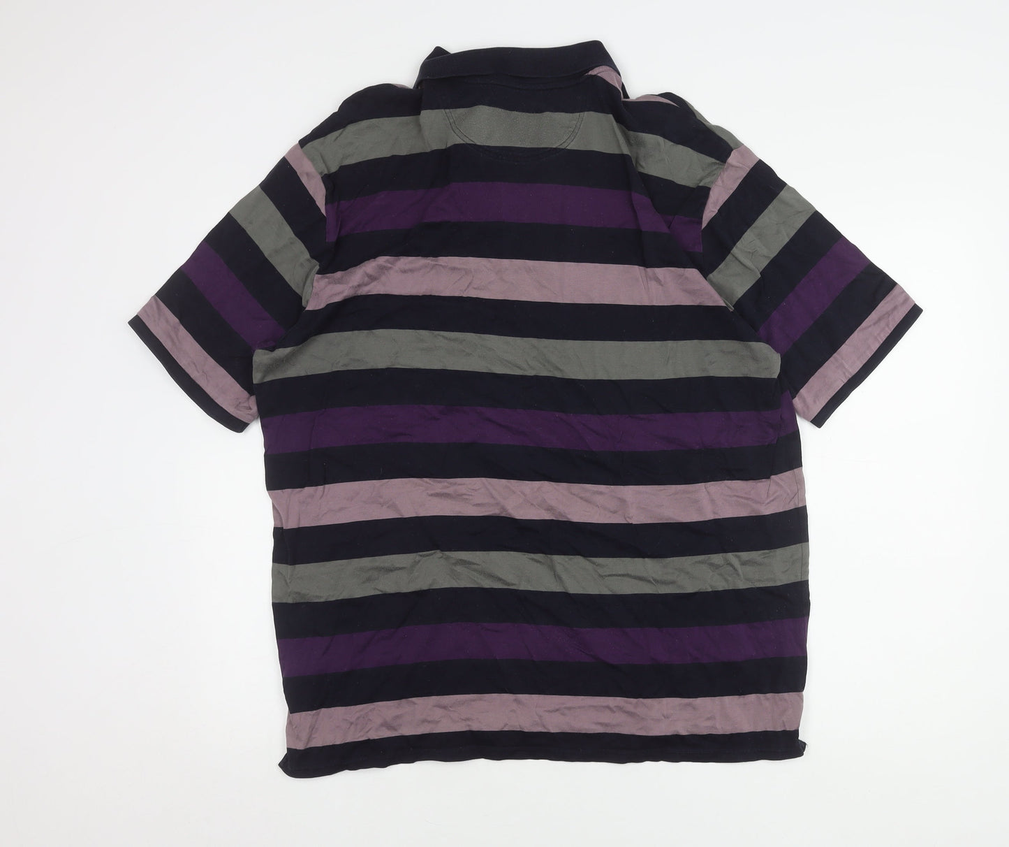 Marks & Spencer Men's Purple Striped Polo L