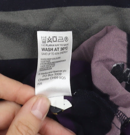 Marks & Spencer Men's Purple Striped Polo L