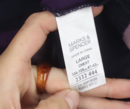 Marks & Spencer Men's Purple Striped Polo L