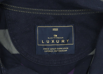 Marks & Spencer Men's Purple Striped Polo L