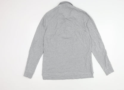 AllSaints Men's Grey Long Sleeve Polo Shirt Size S