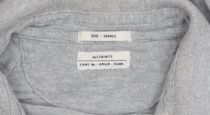 AllSaints Men's Grey Long Sleeve Polo Shirt Size S