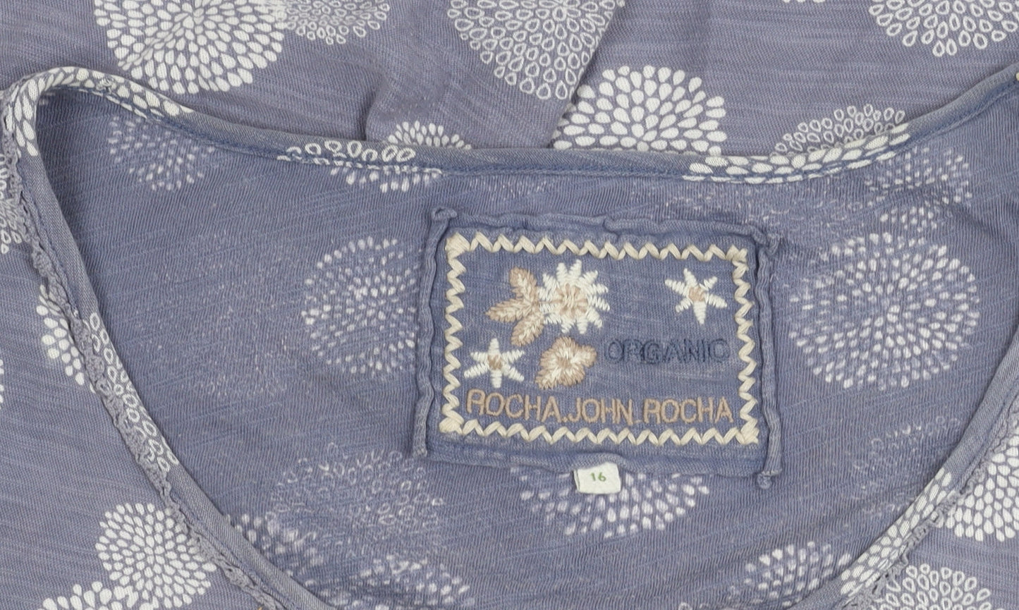 Womens UK Size 16 Rocha John Rocha Blue Basic T-Shirt