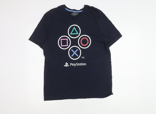 PlayStation Men's Blue L Graphic T-Shirt, Gamer Style