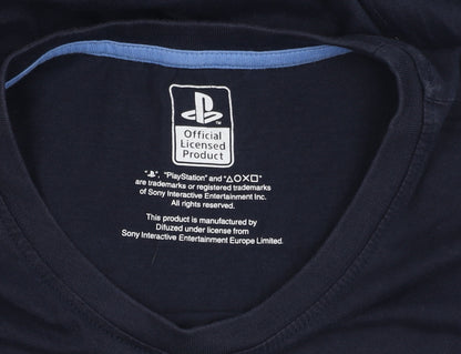 PlayStation Men's Blue L Graphic T-Shirt, Gamer Style