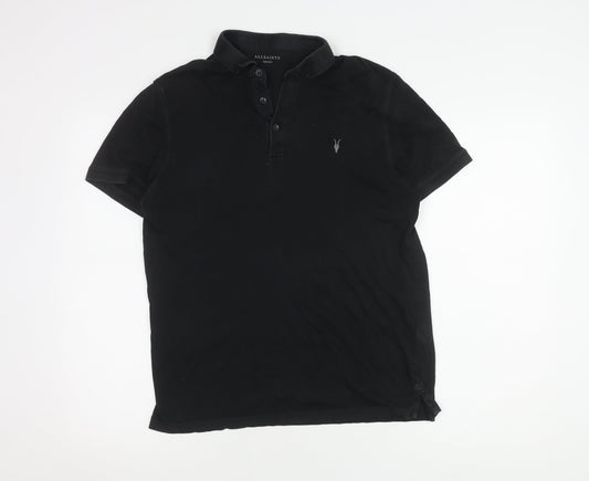 AllSaints Men's Black Medium Polo Shirt
