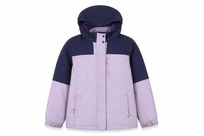 Front view of Mountain Warehouse girls’' purple puffer jacket 9-10 years