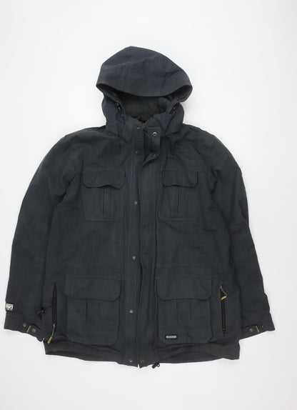 Mens UK Size L Iguana Blue Parka Coat