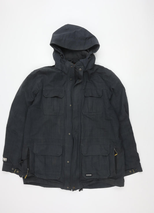 Mens UK Size L Iguana Blue Parka Coat