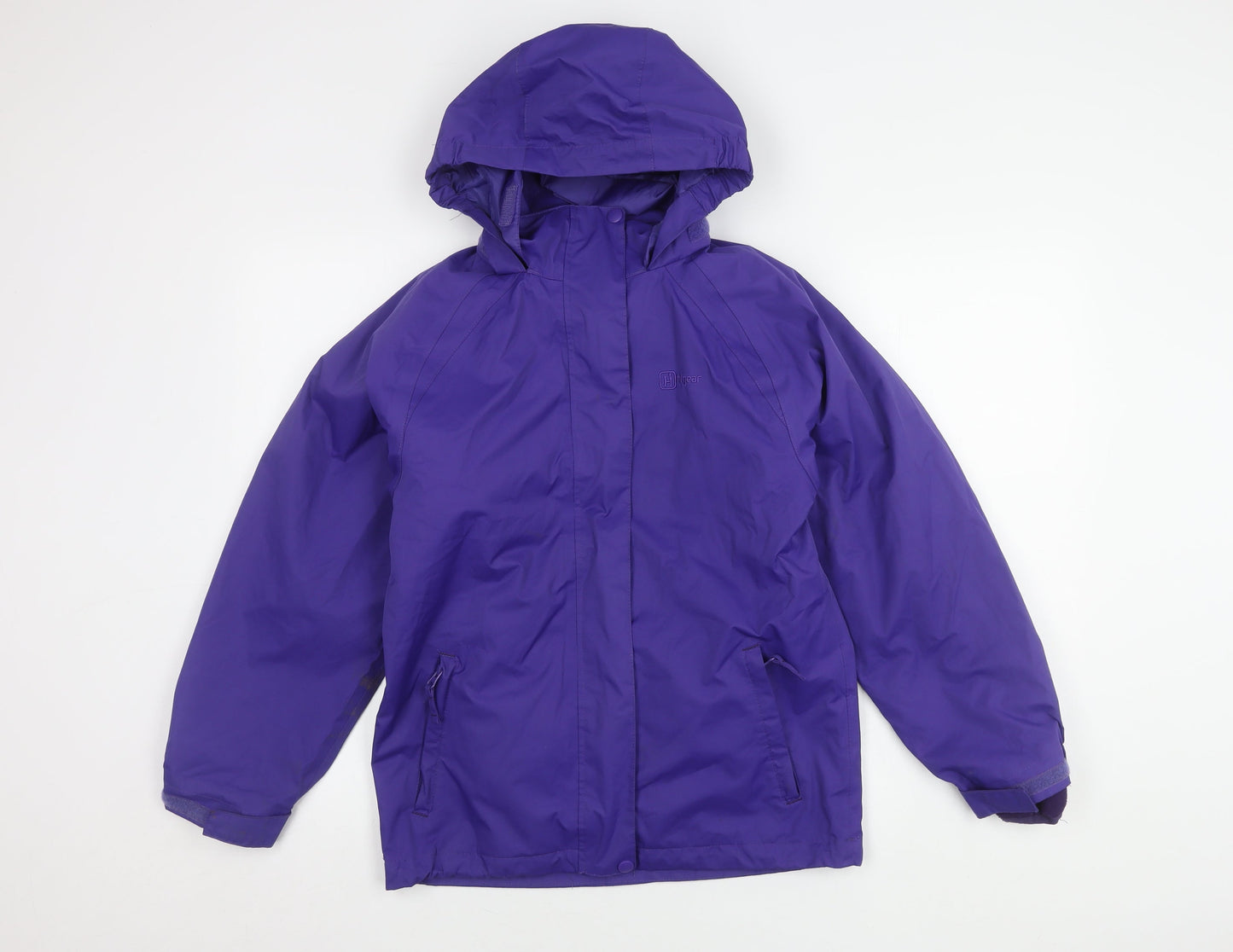 Higear Girls' Purple Rain Coat, 11-12 Years, Hooded, Lined