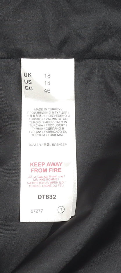 Capsule Women’s Black Blazer UK 18 Notch Lapel Long