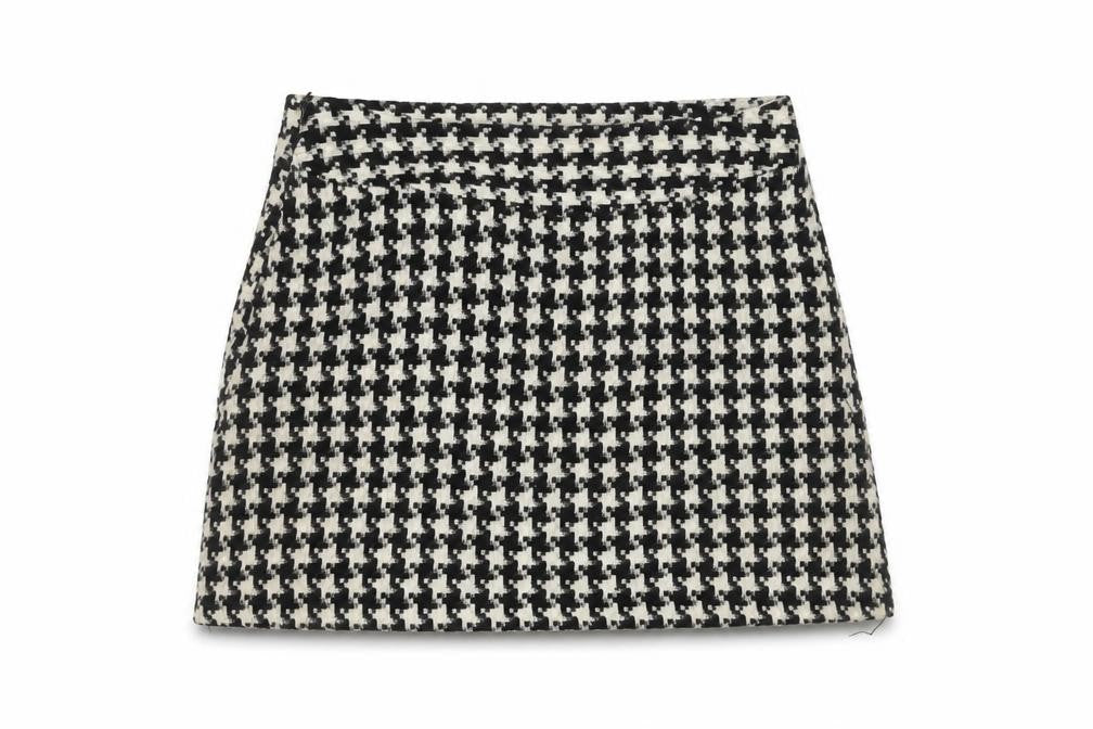 Dunnes Women's Black Check Pencil Skirt Size 10