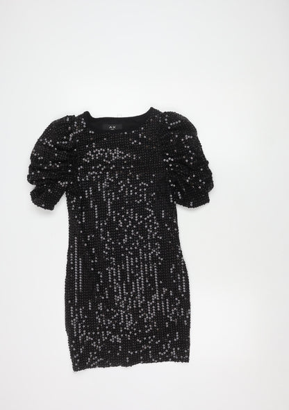 AX Paris Women's Black Sequin Mini Bodycon Dress Size 8