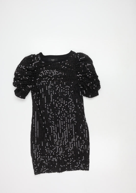 AX Paris Women's Black Sequin Mini Bodycon Dress Size 8
