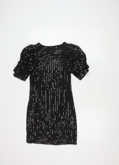 AX Paris Women's Black Sequin Mini Bodycon Dress Size 8