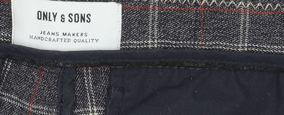 Only & Sons Check Pattern Shorts, Men's, Size 32