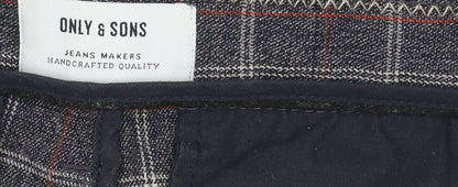 Only & Sons Check Pattern Shorts, Men's, Size 32