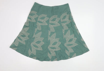 Monsoon Women's Green A-Line Embroidered Skirt Size 12
