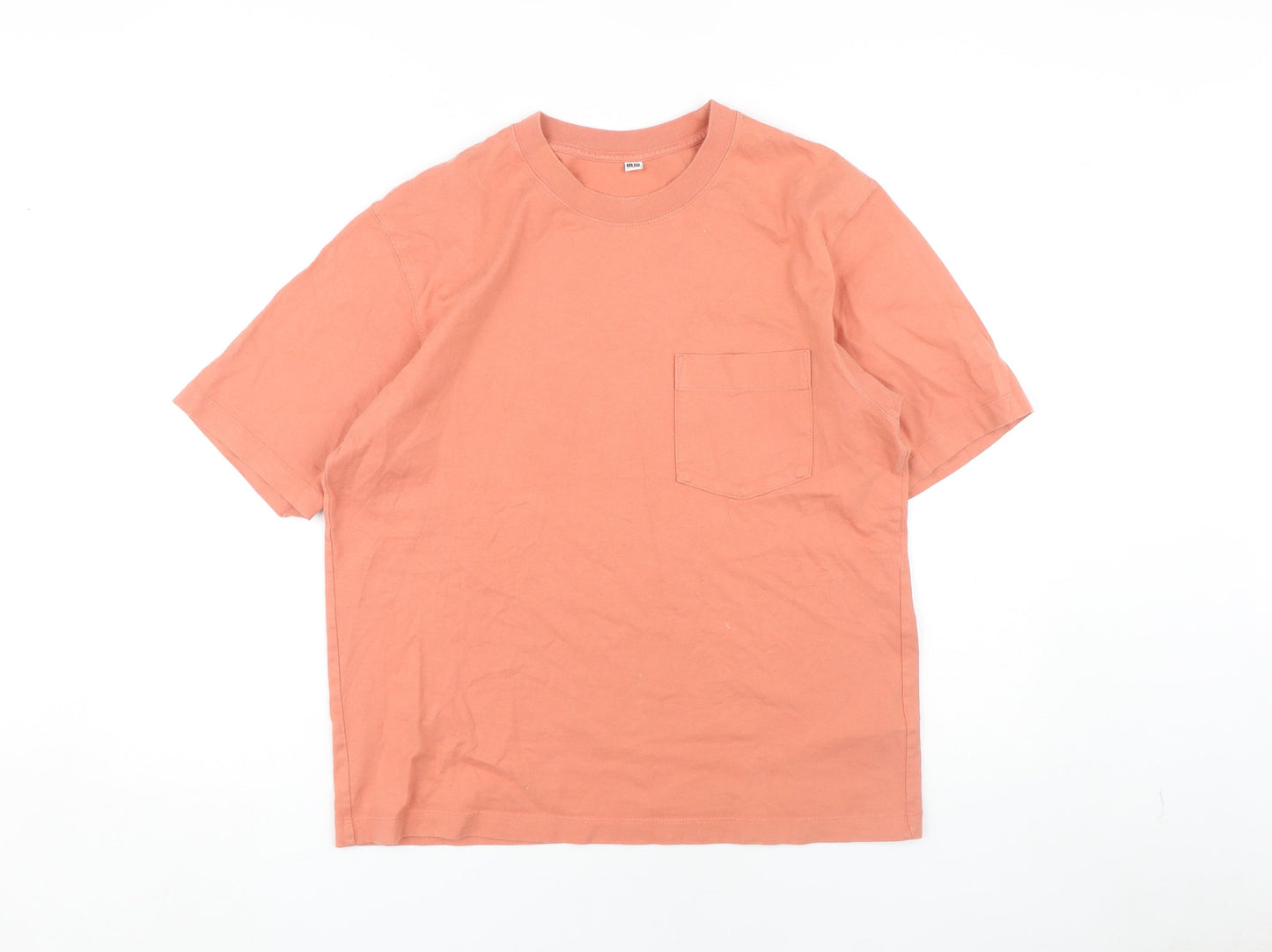 Uniqlo Men's Orange Crew Neck T-Shirt - Size S