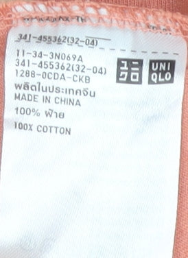 Uniqlo Men's Orange Crew Neck T-Shirt - Size S