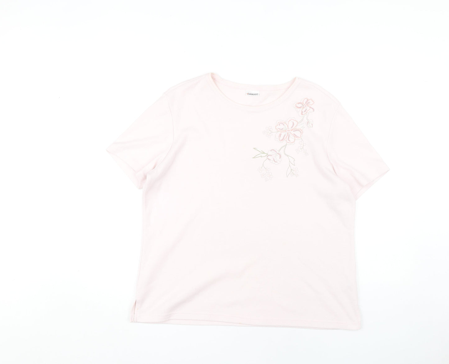 Damart Women’s Pink Embroidered T-Shirt Size 14