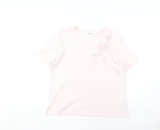 Damart Women’s Pink Embroidered T-Shirt Size 14