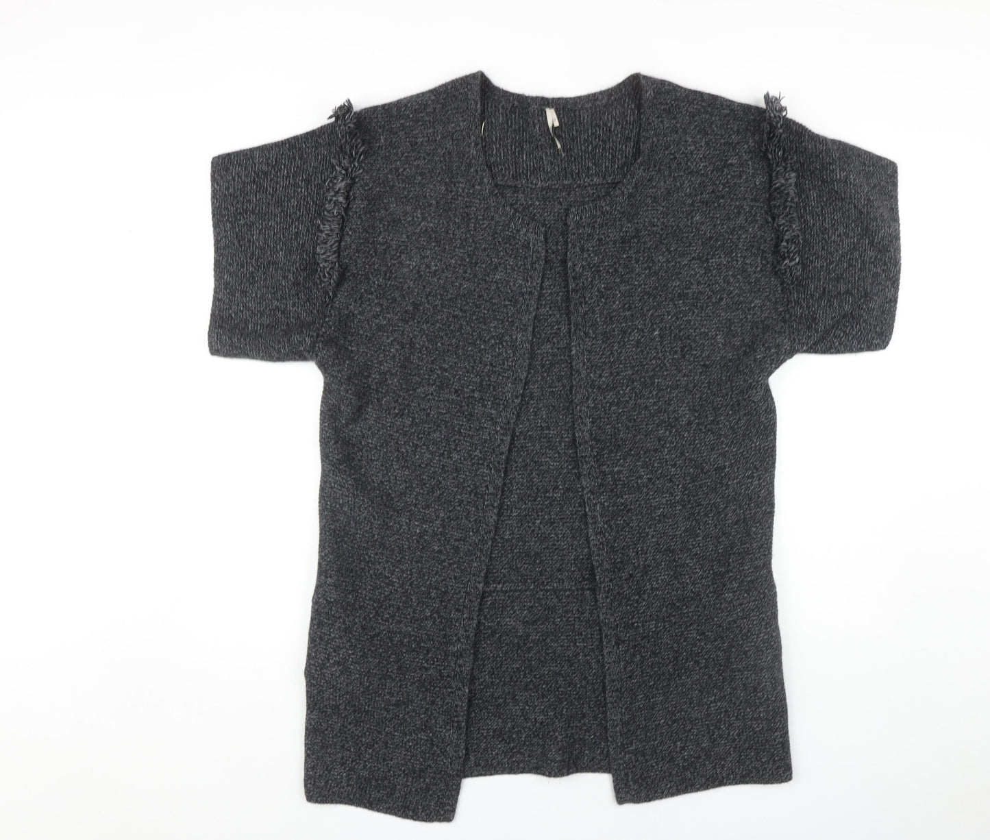 IRO Women's Grey Open Front Cardigan, Size 2, Short Sleeve