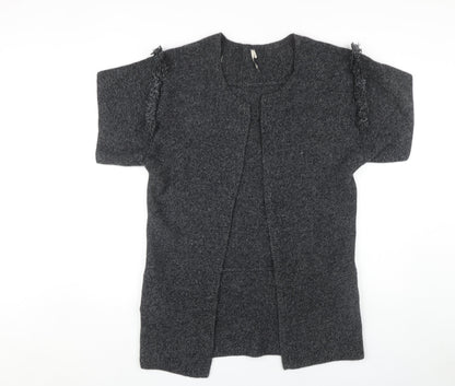 IRO Women's Grey Open Front Cardigan, Size 2, Short Sleeve