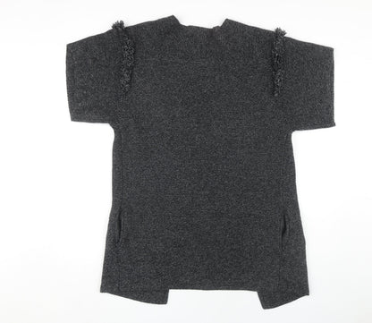 IRO Women's Grey Open Front Cardigan, Size 2, Short Sleeve