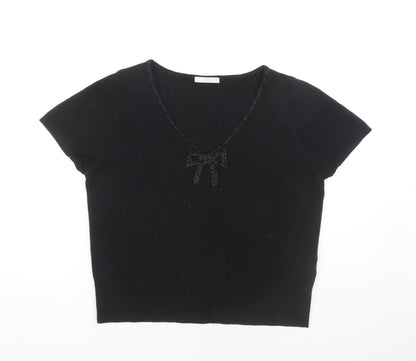 Marks and Spencer Women's Black V-Neck Pullover Jumper