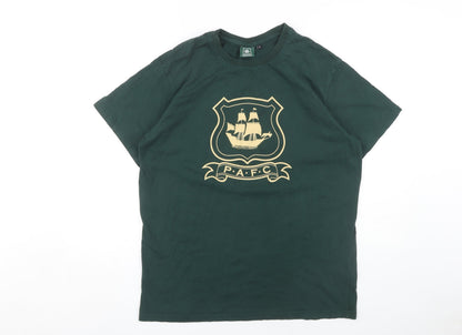 P.A.F.C Men's Green T-Shirt, Size L, Sports Logo, Cotton