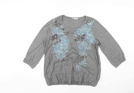 Womens UK Size 16 Debenhams Grey Basic T-Shirt