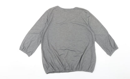 Womens UK Size 16 Debenhams Grey Basic T-Shirt