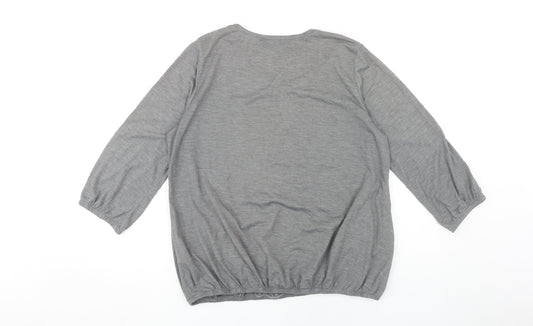 Womens UK Size 16 Debenhams Grey Basic T-Shirt