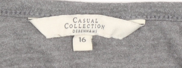 Womens UK Size 16 Debenhams Grey Basic T-Shirt