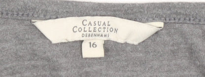 Womens UK Size 16 Debenhams Grey Basic T-Shirt