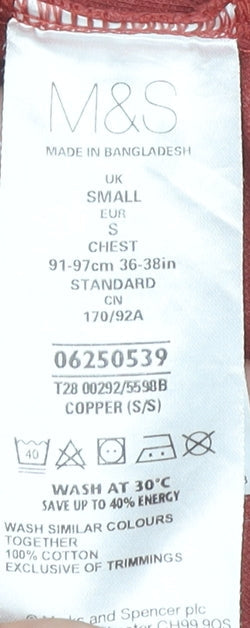 Marks and Spencer Men's Red Polo Shirt Size S