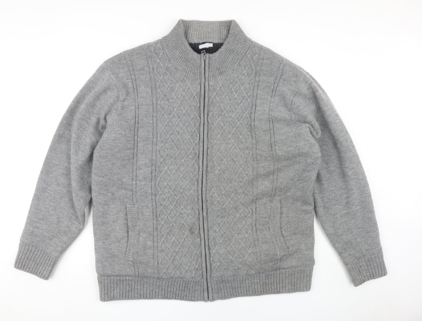 PEGASUS Men's Grey Full Zip 2XL Jumper High Neck