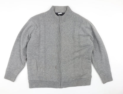 PEGASUS Men's Grey Full Zip 2XL Jumper High Neck