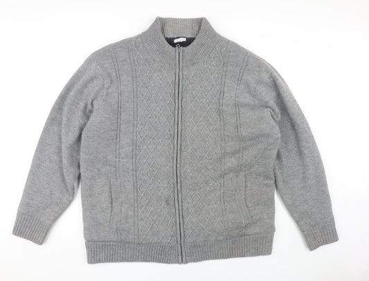 PEGASUS Men's Grey Full Zip 2XL Jumper High Neck