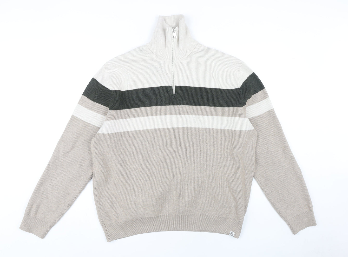 Marks and Spencer Men's Beige 2XL Full Zip Jumper