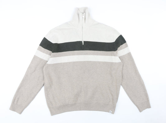 Marks and Spencer Men's Beige 2XL Full Zip Jumper