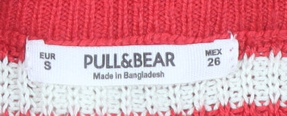 Womens UK Size S Pull & Bear Red Pullover Jumper