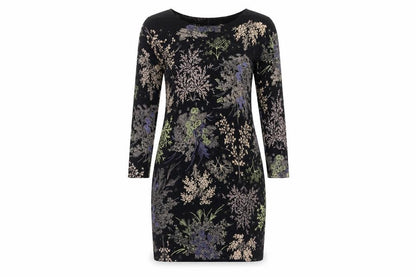 Next Women's Black Floral Dress, Size 8, 3/4 Sleeve Casual