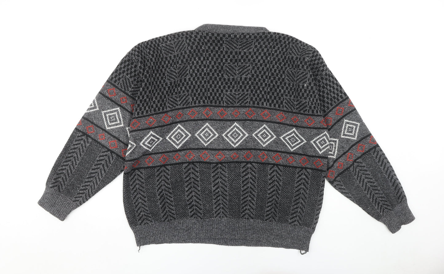 Top Fashion Gear Men's Grey L Geometric Knit Pullover Jumper