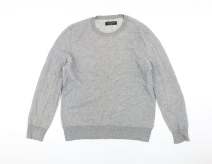 AllSaints Men’s Grey Waffle-Knit Pullover M